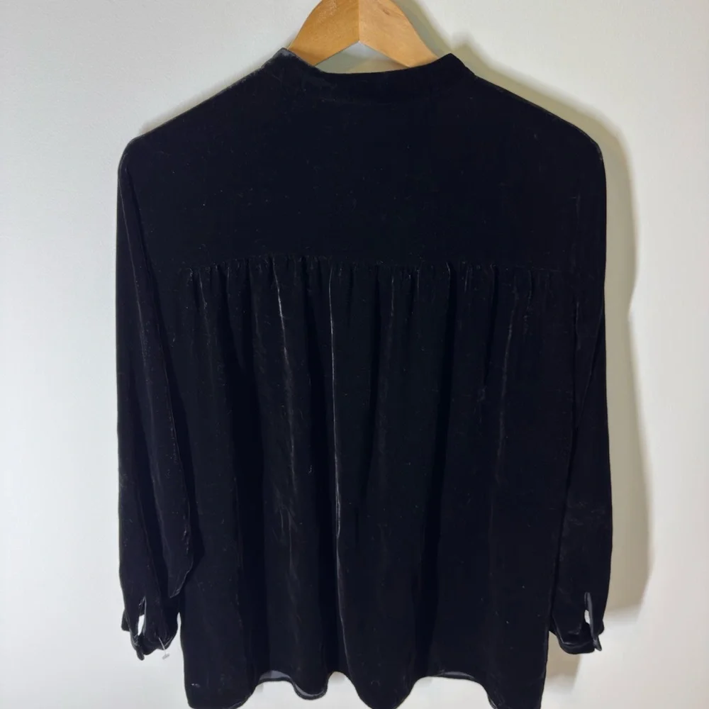 Eileen Fisher Black Velvet Mock Neck Tunic Top Sz. L - Picture 4 of 5